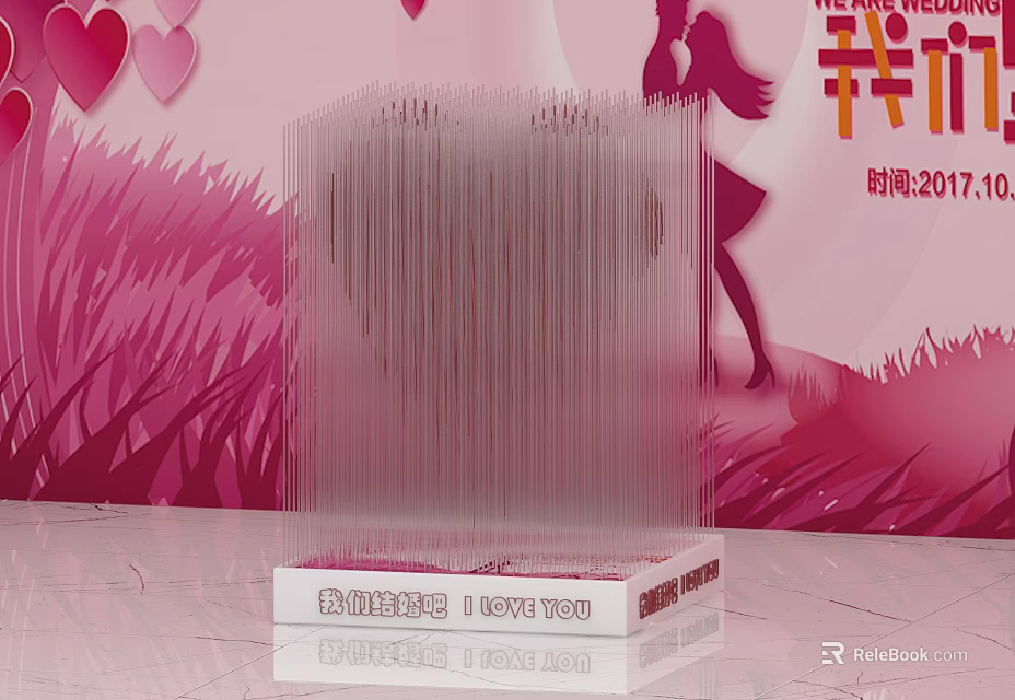 Transparent Acrylic Display Stand With Pink Background And Heart Patterns 2017 3d model 
