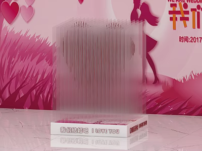 Transparent Acrylic Display Stand With Pink Background And Heart Patterns 2017 3d model
