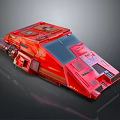 Red Futuristic Sci Fi Vehicle With Sleek Exterior And Unique Structural Design 3d model