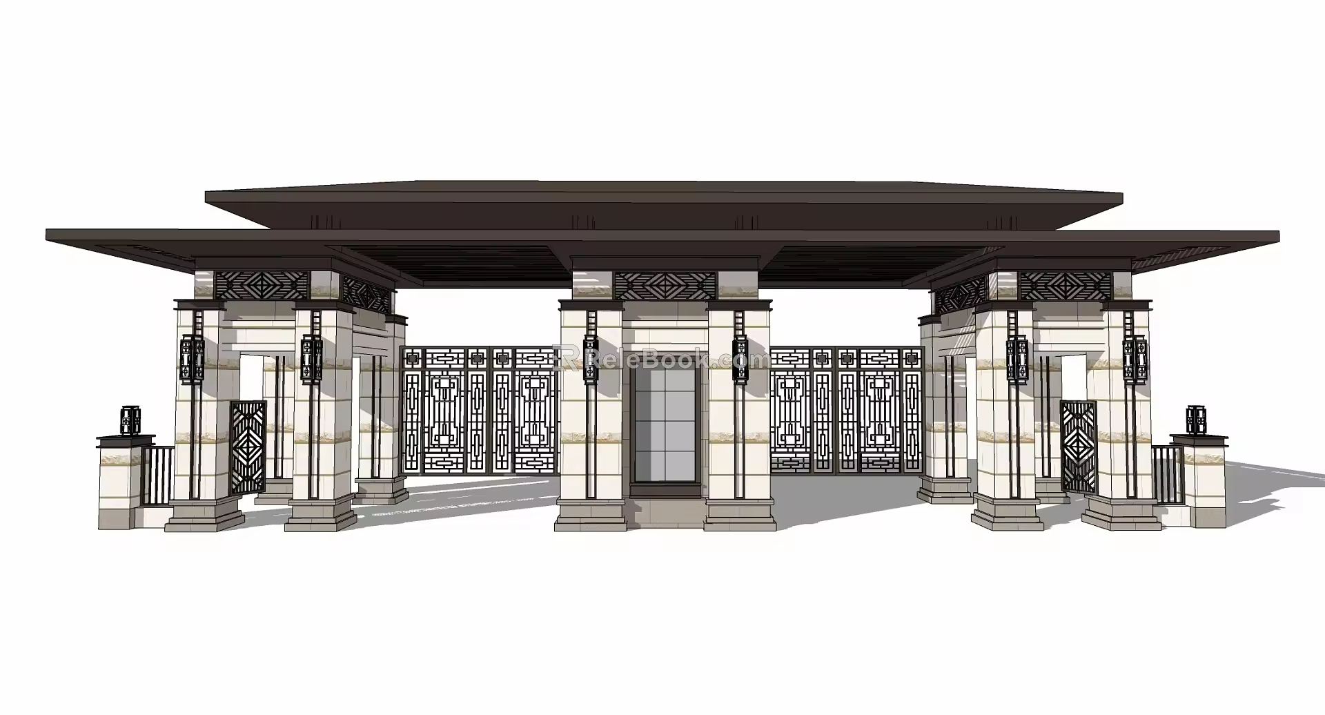 new chinese style gate 3d model