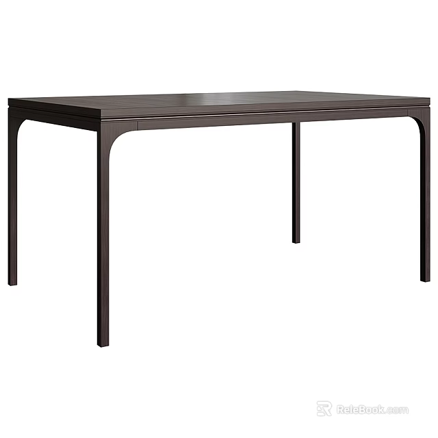Modern Dark Rectangular Dining Table With Sleek Wooden Design And Elegant Legs 3d model