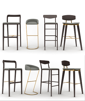 Modern Bar Chair Bar Chair Combination 3d model