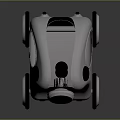 Futuristic Silver Compact Car With Transparent Top And Unique Wheel Design