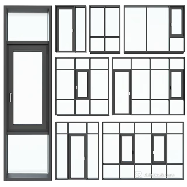 Various Casement Windows In Different Styles With Frames Glass And Configurations 3d model