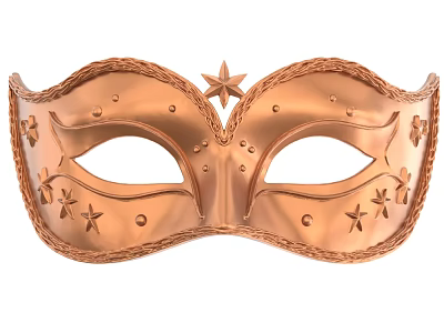 Elegant Copper Mask With Star Decorations And Braided Edge Design 3d model