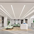 Modern Bank Interior With Self Service Machines Lounge Area Green Plant And Digital Screen