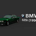 Vintage Green BMW 525i 1990 Classic Sedan Car Exterior Design
