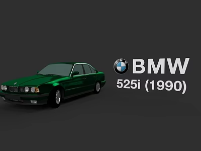 Vintage Green BMW 525i 1990 Classic Sedan Car Exterior Design 3d model