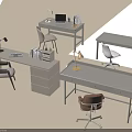Modern Home Office Desk Setup With Comfortable Chair Table Lamp And Books