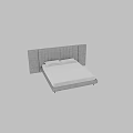 Modern Minimalist Grey Double Bed With Vertical Tufted Wide Headboard And Soft Mattress