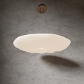 Modern Multi Layered Pendant Lights With Curved Disc Design On Grey Wall 3d model
