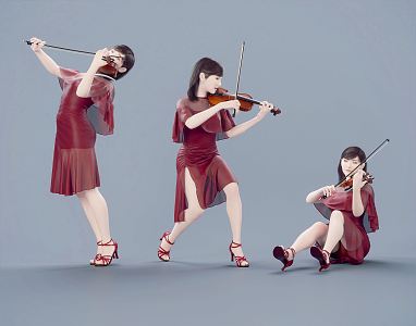 modern woman music performance musical instrument playing instrument violin playing violin 3d model