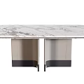 Elegant Modern Dining Table With White Marble Top And Double Pedestal Base Design 3d model
