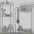 Stainless Steel Bathroom Accessories Racks With Towels Toiletries And Brush