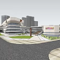 Modern Commercial Street Design With Green Roofs And Surrounding High Rise Buildings