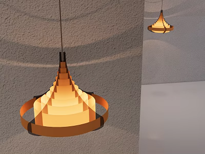 Modern Geometric Chandelier Design With Warm Light And Layered Structure For Home Interior 3d model