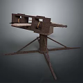 Ancient Wooden Catapult Weapon With Tripod Base And Launch Arm Structure 3d model