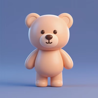 Soft Light Brown Teddy Bear Stuffed Toy With Cute Round Ears And Black Nose 3d model
