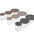 Modern Round Tray Design Dining Tables With Various Colors And Metal Frames 3d model