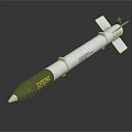 Military Missile With Green And White Body Rear Fins And Metallic Surface