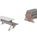 Foldable Conference Tables With White Top Metal Frame And Stackable Design 3d model