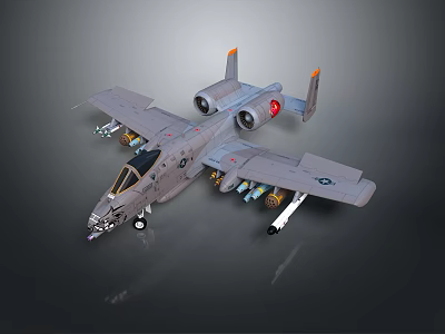 Gray Fighter Jet Model With Two Engines Missiles Under Wings And Red Tail Emblem 3d model