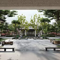 New Chinese Courtyard Garden SU Model 3d model