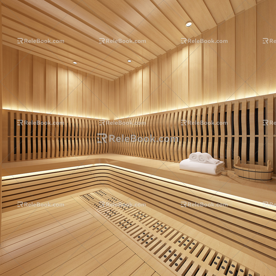 Modern steam room sauna room 3d model