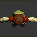 3D Model Game and Movie Character with Brown Hair Red Shirt Yellow Cargo Pants Backpack