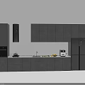 Modern Gray Kitchen Cabinets With Wall Base Units Refrigerator And Appliances 3d model