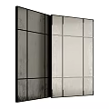 Modern Mirror Room Divider With Black Frame And Multiple Panel Design 3d model