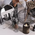 Perfume Cosmetics Collection With Skincare Bottles Dried Flowers And Decorative Vase