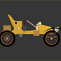 Vintage Yellow Open Top Roadster With Black Seat Steering Wheel And Wheels