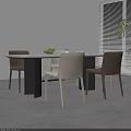 Elegant Modern Dining Room Interior With Sleek Tabletop Dining Table And Brown Beige Chairs 3d model