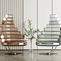 Contemporary Spiral Shaped Transparent Leisure Chairs On Metal Bases With Green Plant Decor