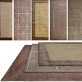 Multiple Square Rugs With Geometric Patterns And Textured Designs In Brown Beige Tones 3d model