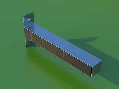Modern Metal And Wooden Long Rectangular Wall Mounted Shelf For Home Decor 3d model