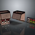 Two Wooden Black Device Units With Open Lids And Control Panel 3d model