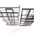 Contemporary Ceiling Design With Black Metal Frame Grid And Interlaced Structure 3d model