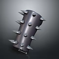 Black Spiked Gauntlet Weapon With Metal Spikes And Rivets On Leather Base
