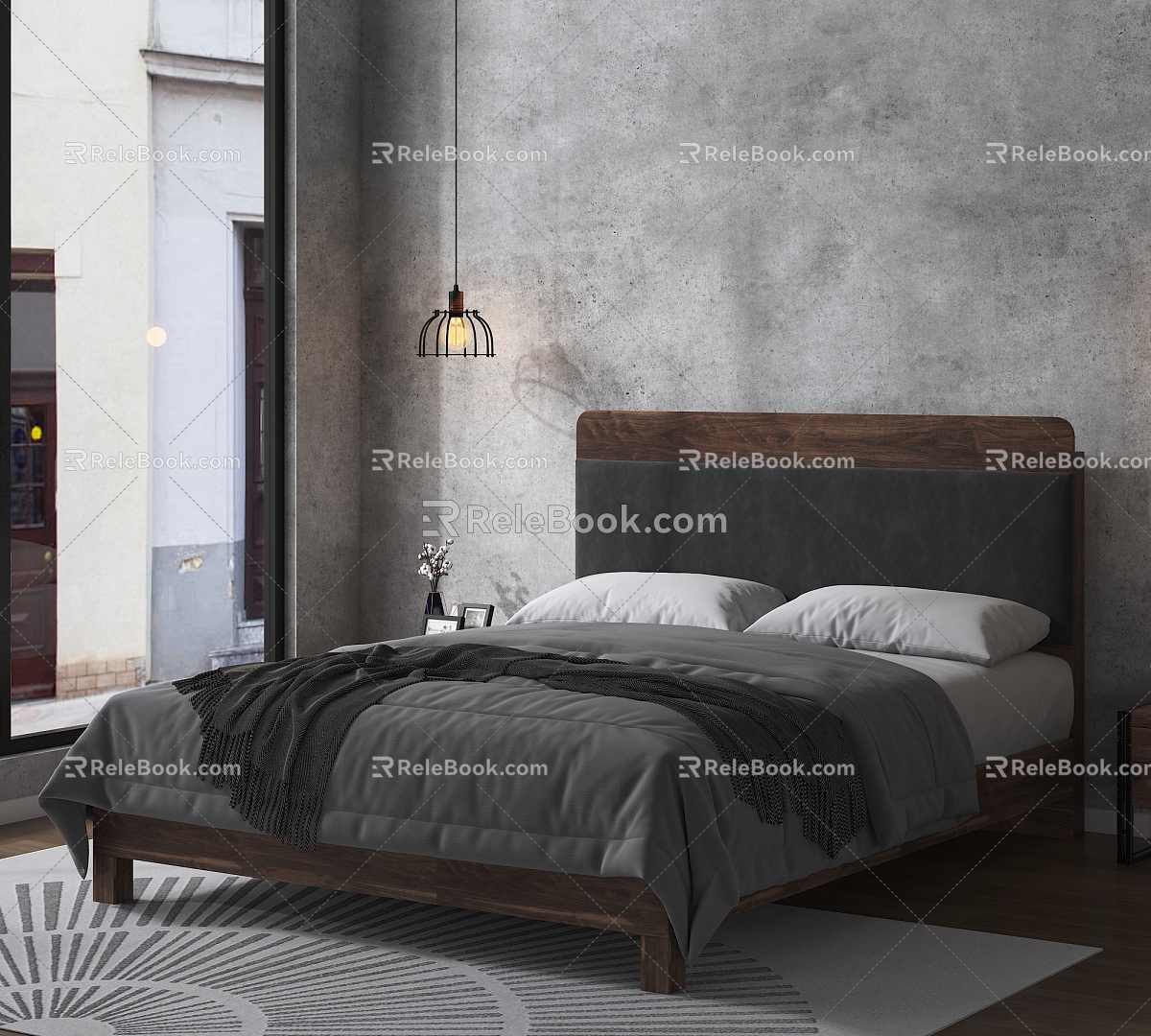 Industrial wind bedroom bed model