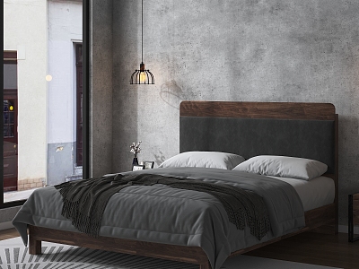 Industrial wind bedroom bed model