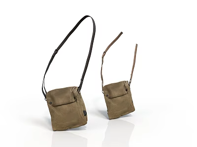 Two Brown Crossbody Bags With Black And Brown Straps Simple Design 3d model