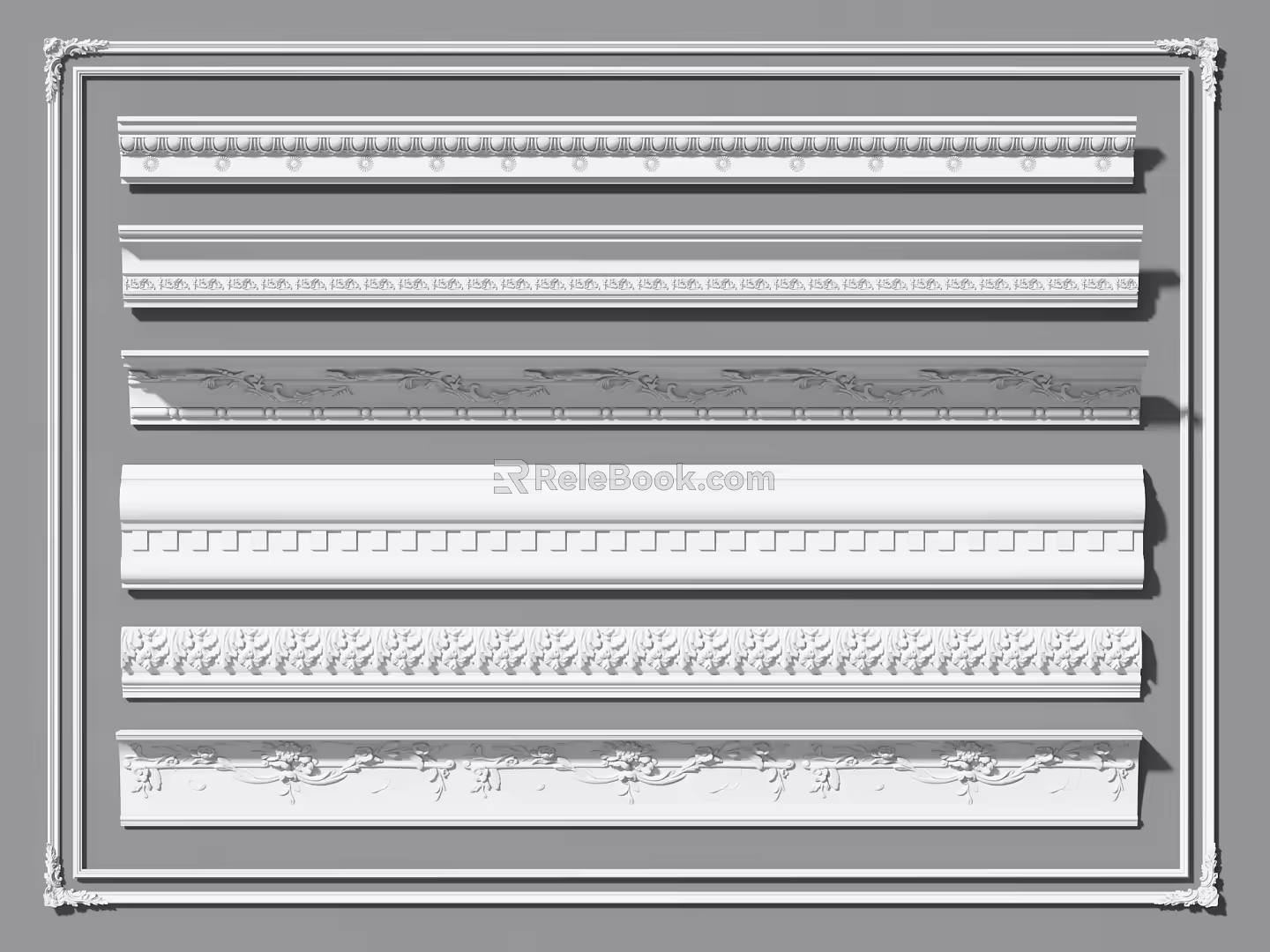 Jane Europe plaster line carved line corner line decorative line 3d model