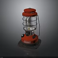Red Coleman Kerosene Lamp With Metal Cage Clear Glass And Bottom Knobs