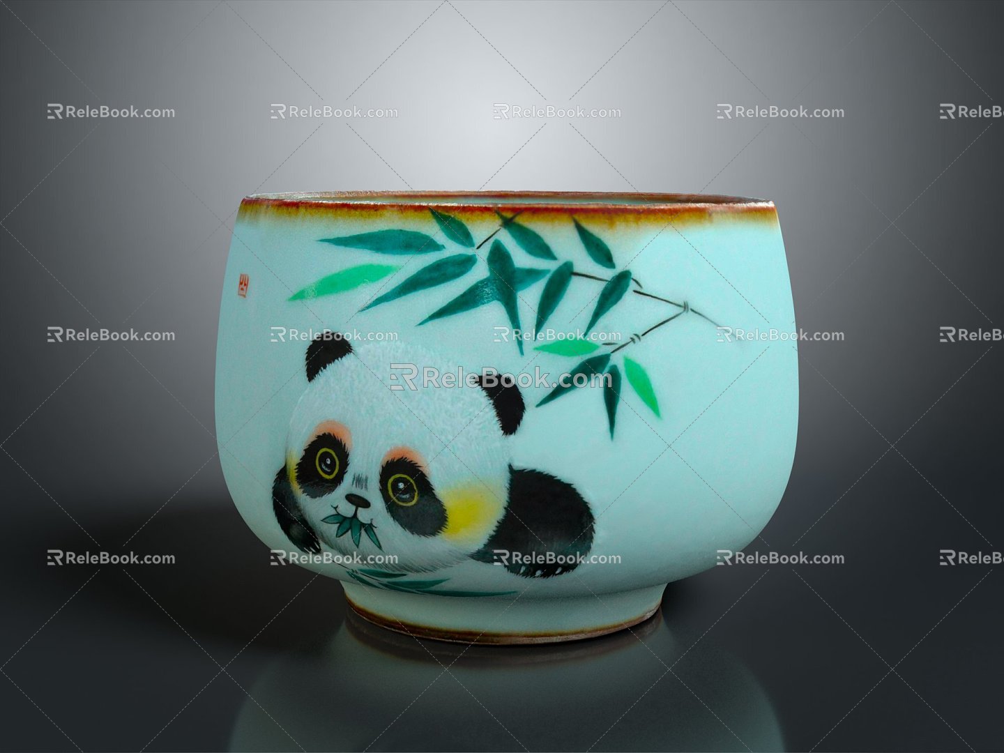 Modern Water Cup Panda Water Cup Enamel Cup 3d model