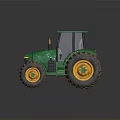 Farm Green Tractor Machinery With Yellow Wheels And Cab Exterior Design