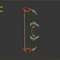 Bone Like Bow Weapon with Spikes and Red String 3D Rendered Design