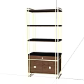 Elegant Modern Storage Shelf Unit With Brass Frame Wooden Cabinet And Glass Shelves