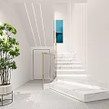 Modern Bright Hair And Beauty Salon Interior With White Reception Desk And Blue Sofas